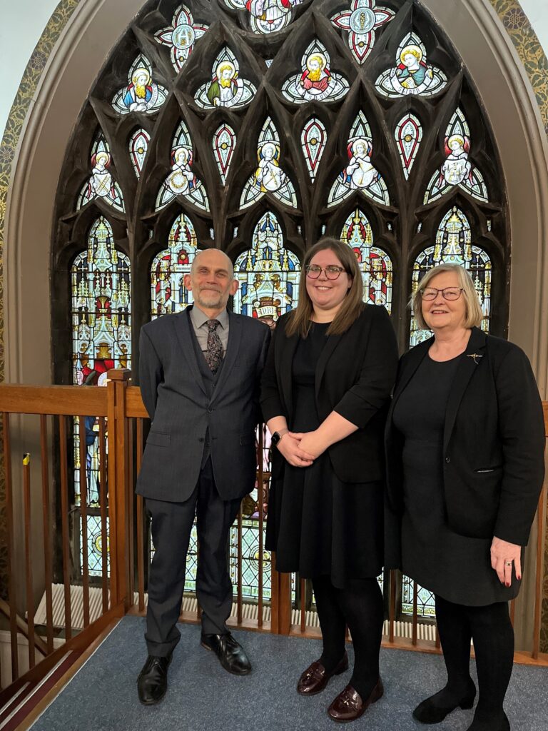 Image of Adrian Rose, Emily Facer and Fiona Moffat inside St Michaels Derby Office