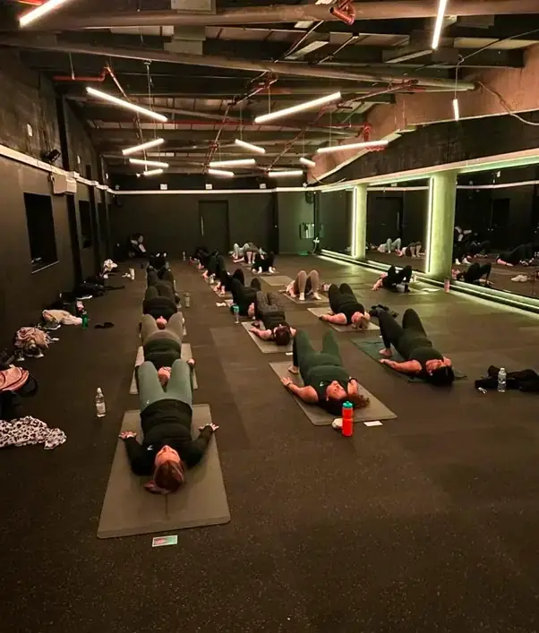 Candlelit yoga class